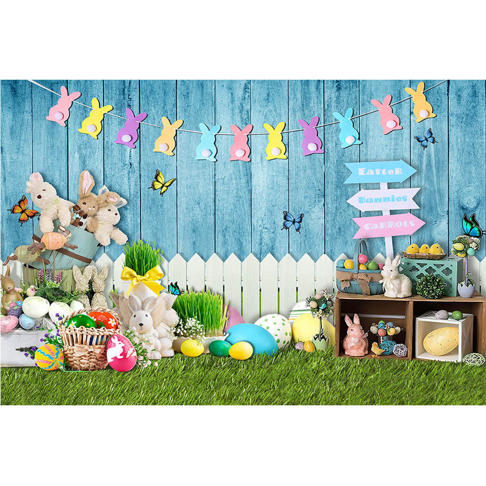 Cute Rabbit Birthday Cake Smash Backdrop Easter Eggs Bunny Spring Port – dreamybackdrop
