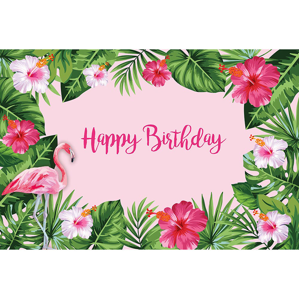 Flamingo Backdrop Tropical Pink Flamingo Birthday Monstera Leaf Photo Background Summer Aloha Party Let's Flamingo Photography