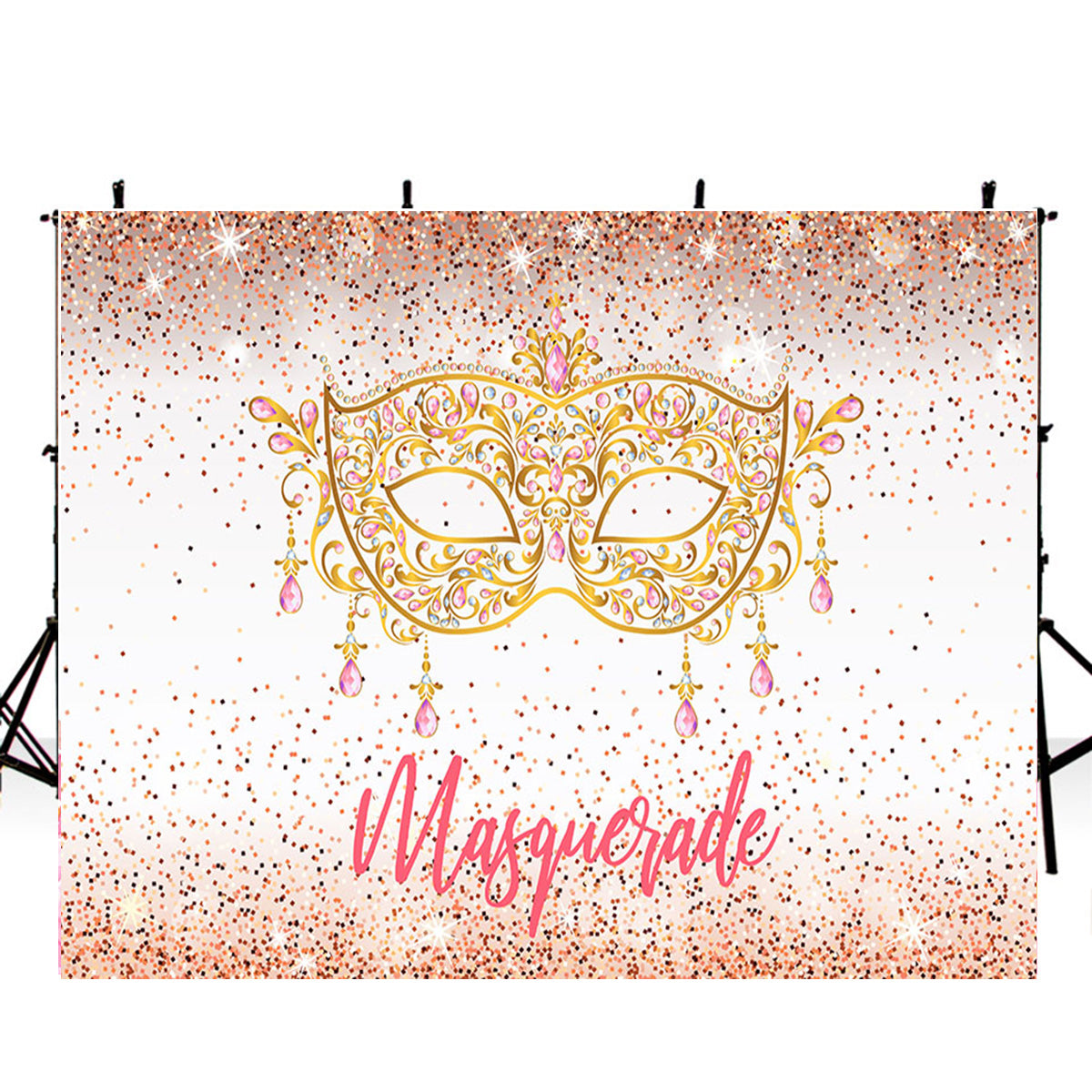 Masquerade photo backdrops bridal shower photo booth props for woman party photo backdrop background for photo studio Sparkle golden Mask backdrops for photographer