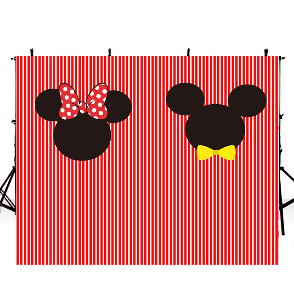 kids birthday photo backdrops Mickey Mouse customized birthday photo booth props for children red and white stripes photo backdrop streaks background for photo