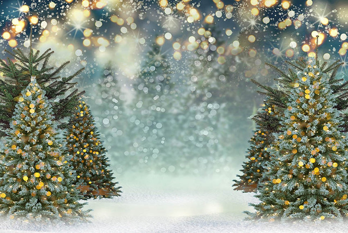Bokeh Shine Photography Backdrops Glitter Christmas Tree Background Backdrops Snow Forest Winter Props Xmas Vinyl photo Backdrop