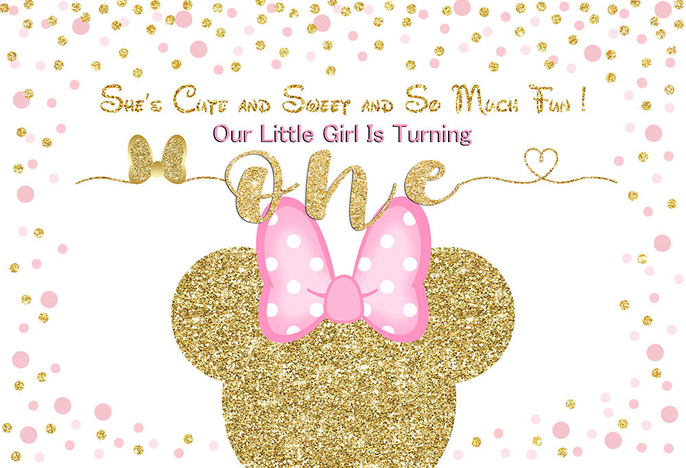 Mickey Mouse Photography Backdrop Minnie Mouse Girls Birthday Banner Background Ideas Golden Pink Baby Newborn Decoration for Photo Studio