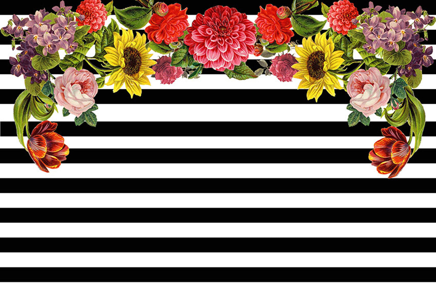 Valentine Party Photography Backdrops Black White Stripes Photo Props Banner Flowers Valentine's Day Background Photo Studio