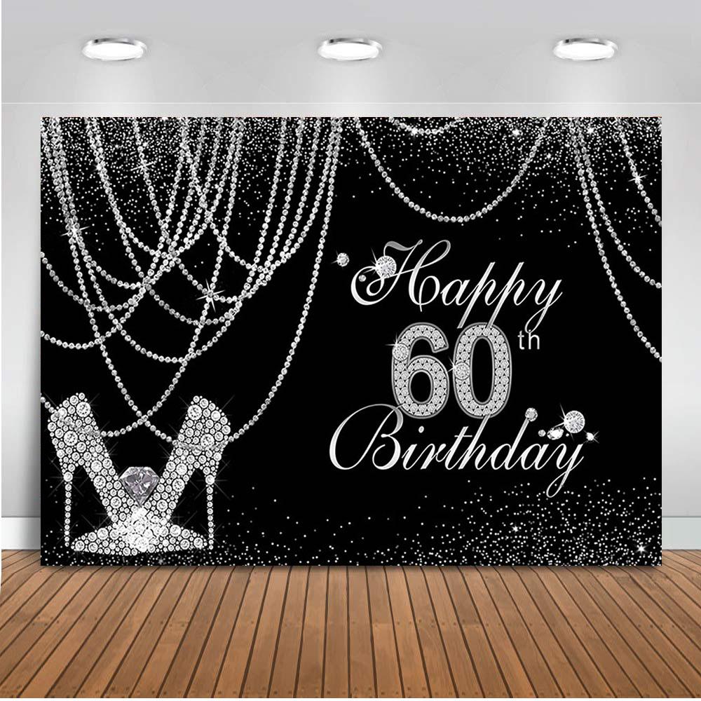 Fondo de decoración de fiesta de cumpleaños 60 con purpurina plateada –  dreamybackdrop