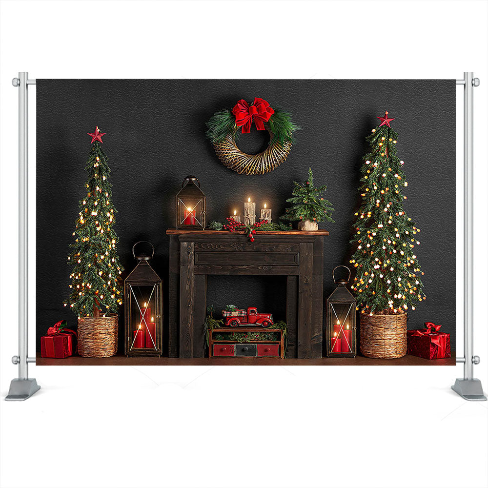 Christmas Photography Background Party Birthday Newborn Backdrop Fireplace Christmas Tree Wreath Child Decoration Photo Studio