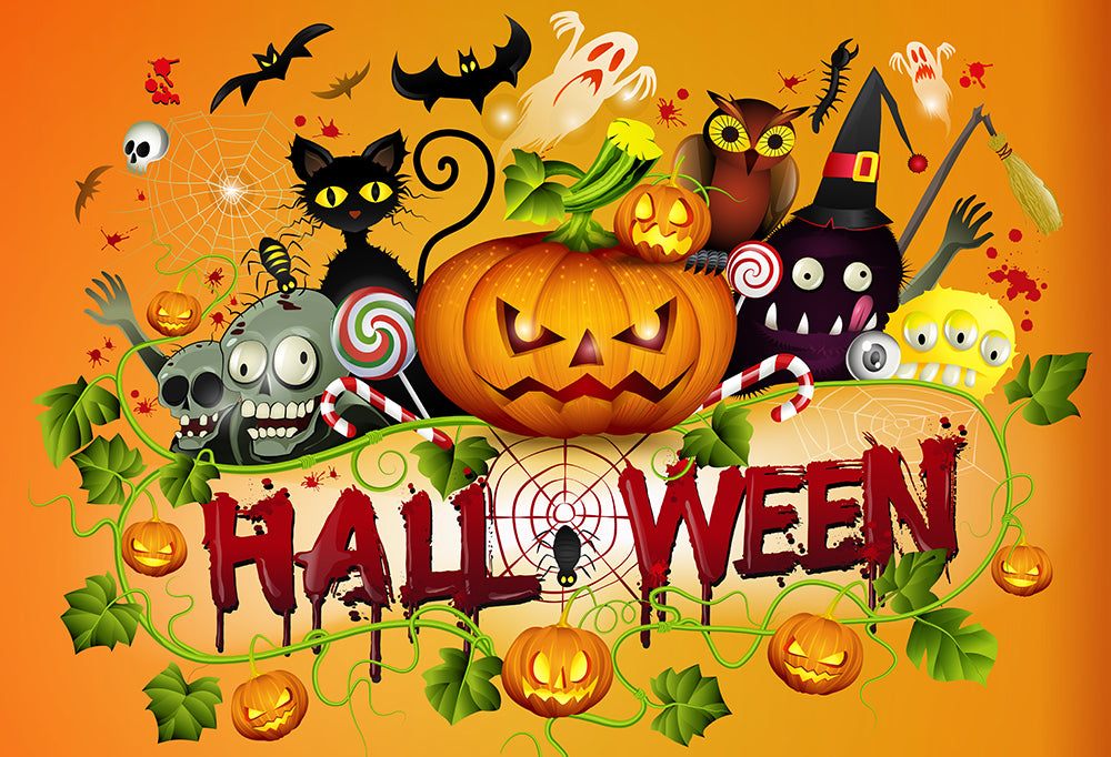 Arrière-plan de photographie de fête d'halloween, citrouille d'automne pour enfants, stand de Studio Photo