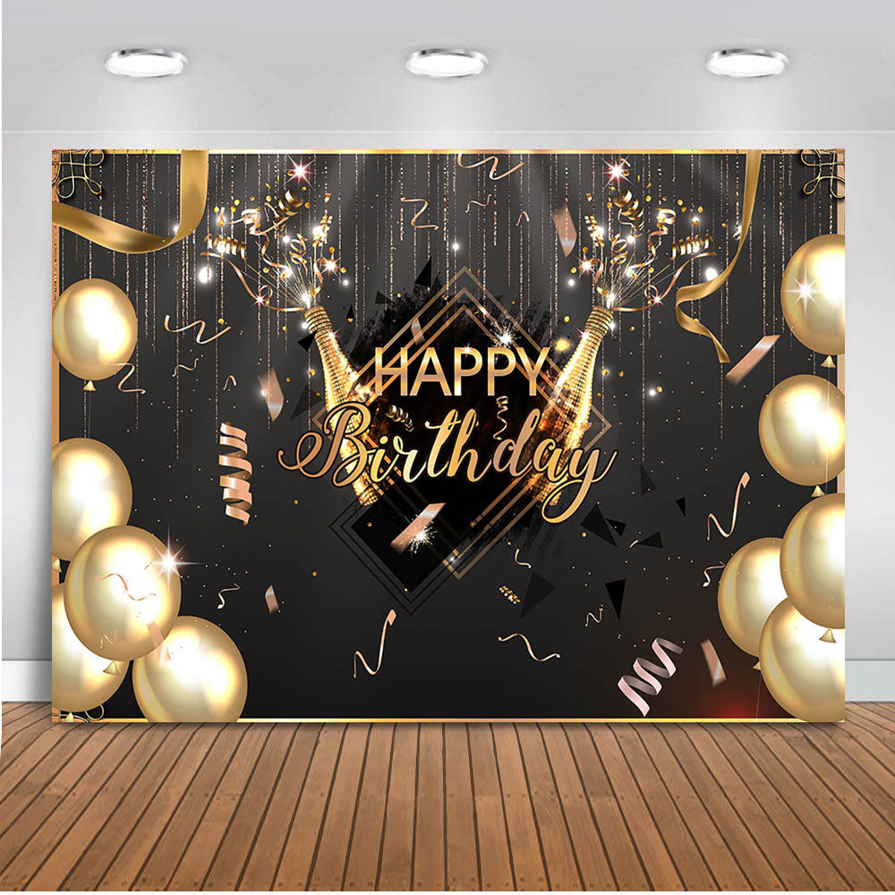 Fondo de feliz cumpleaños, cartel para fiesta de cumpleaños negro y do –  dreamybackdrop