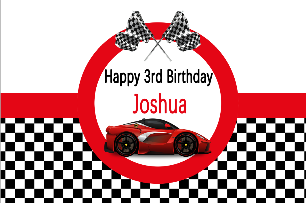 Customize Name Race Car Birthday Backdrop Red Race Car Boy Racing Children Party Decorations Background