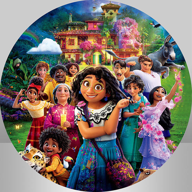 Custom Princess Round Background Movie Circle Backdrop for Photography Girls Birthday Photo Background Spring Floral Photo Cover