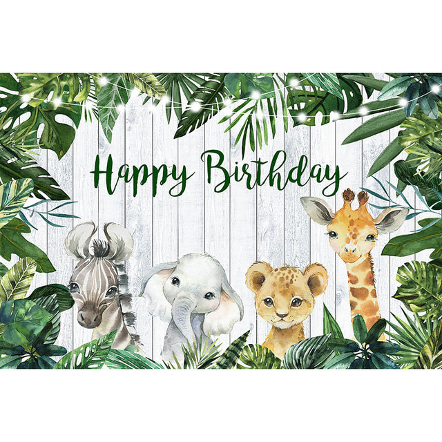Jungle Green Forest Happy Birthday Background Photography Woodland Safari Party Backdrop Newborn Animals Baby Shower Photo Shoot