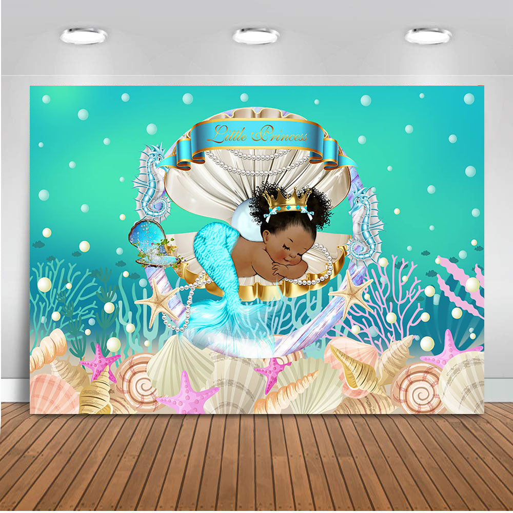 Mermaid baby shower sales backdrop