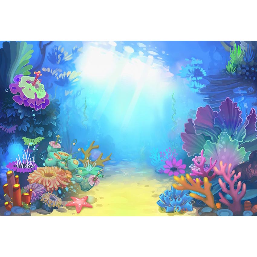 Little Mermaid Under Sea Bed Castle Corals Ariel Princess Photography Backdrop Baby Party Birthday photo background
