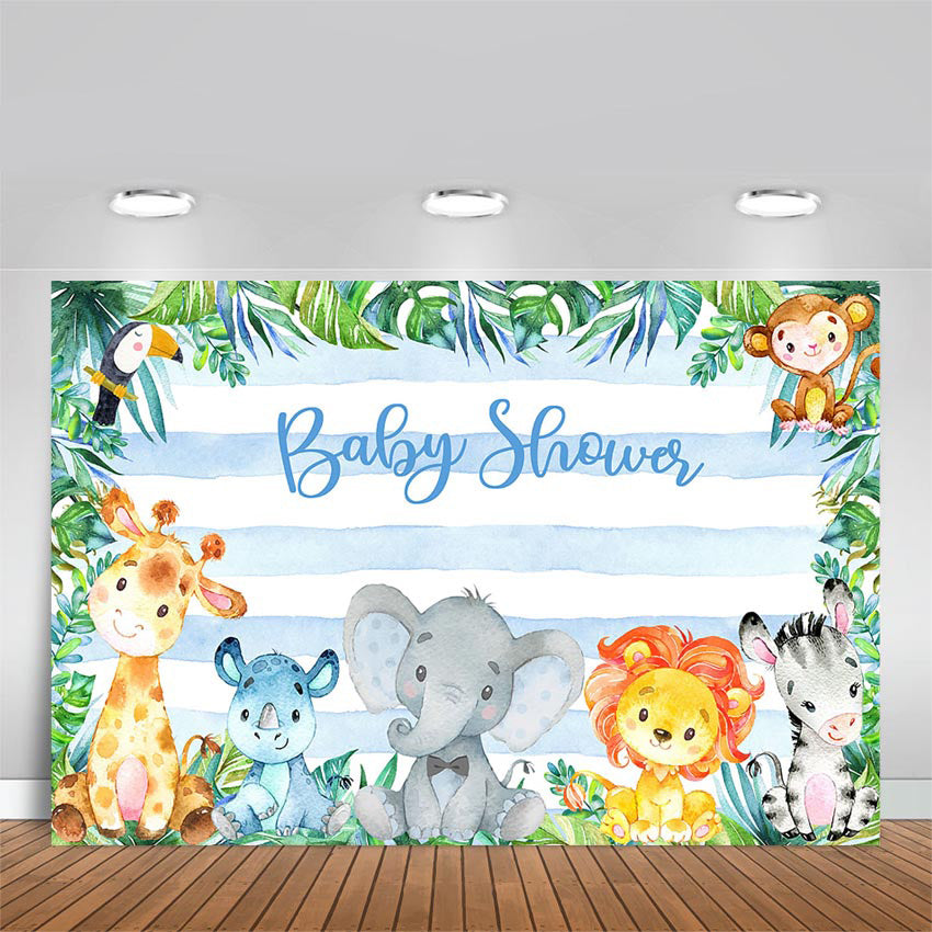 Safari Animals Baby Shower Backdrop Jungle Safari Party Photography Background Safari Baby Shower Party Backdrops