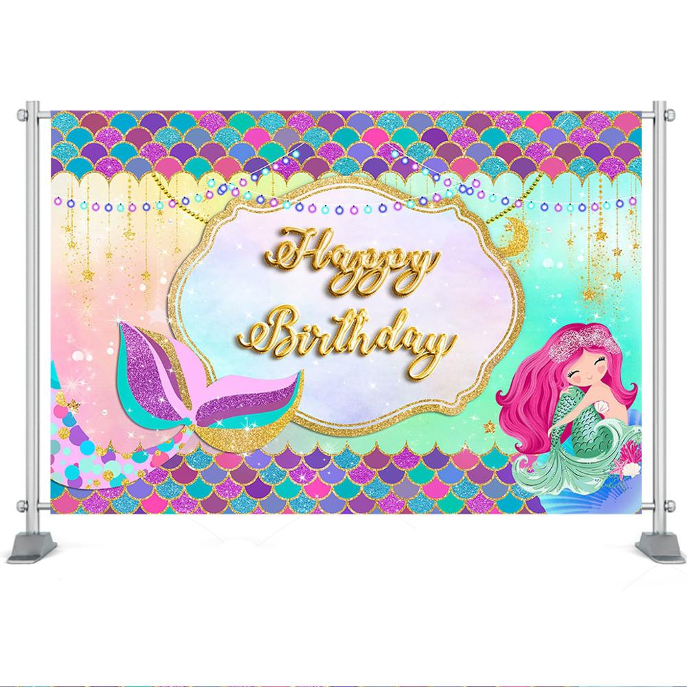 Mermaid Photography Background Underwater Theme Birthday Party Decoration Glitter Scales Backdrop for Photo Studio