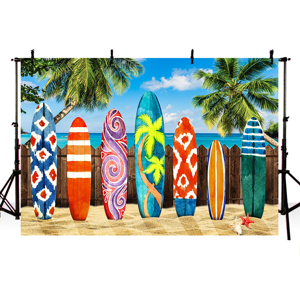 Tabla de surf de verano, telón de fondo para fiesta en la playa, tropical,  hawaiano, playa, surf, fotografía, fondo de fotografía de verano, playa