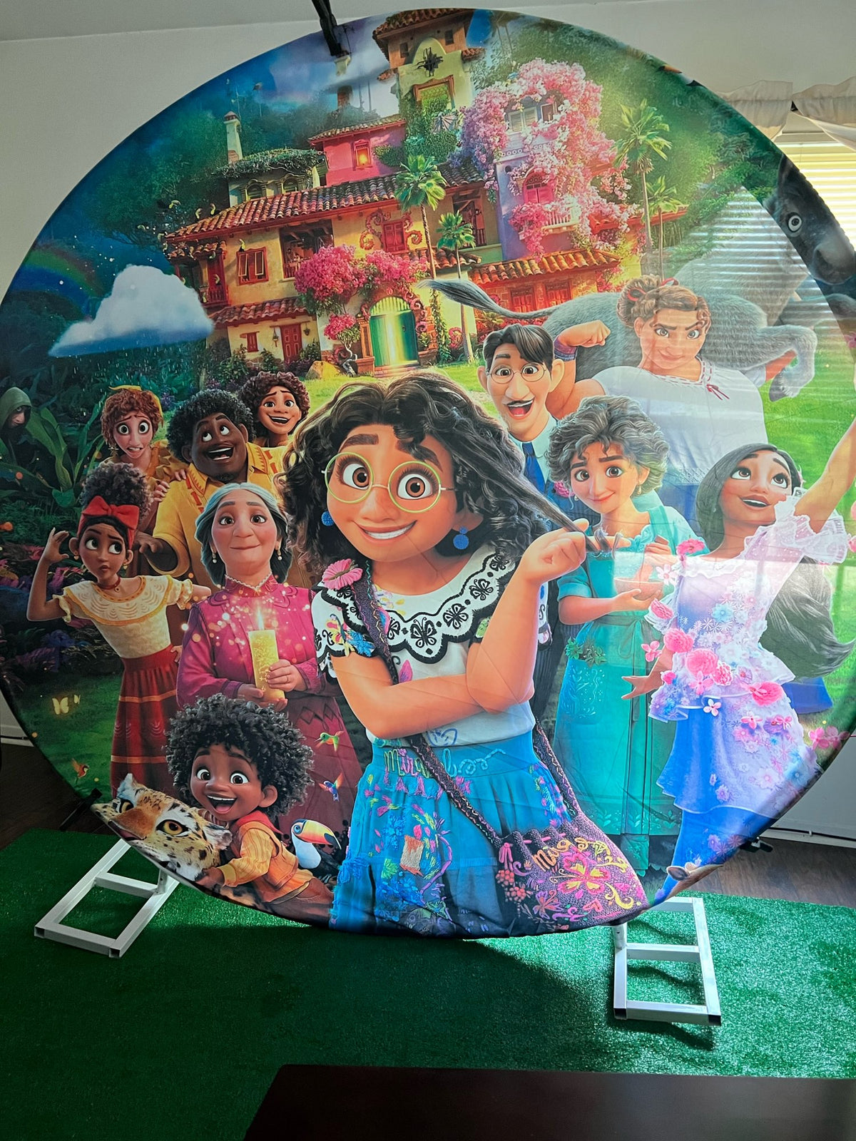 Disney Princess Round Background Movie Encanto Princess Circle Backdrop for Photography Girls Birthday Photo Background Spring Floral Photo Booth Props