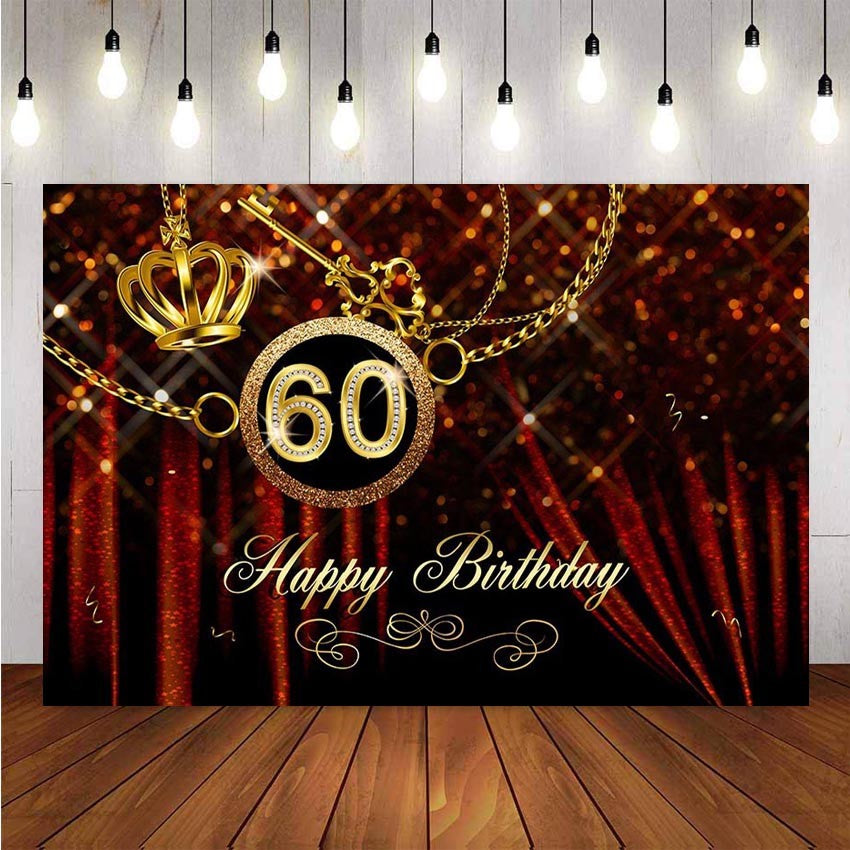 Custom Photography Background Adult Luxury Birthday Party Decor Flash Gold Crown Banner Red Backdrop Photo Studio
