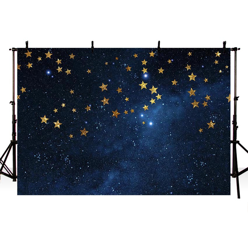Fondo fotográfico Twinkle Twinkle Little Star, estrellas azul marino, noche negra de estudio fotográfico de vinilo interestelar para niños