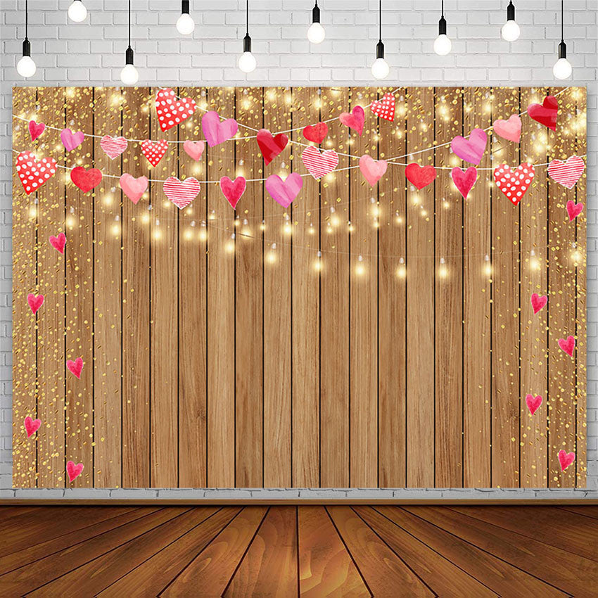 Photography Background Pink Valentine s Day Wooden Neon Lights Birthda dreamybackdrop