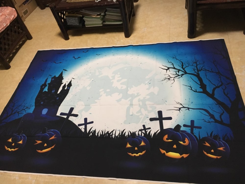 Fondo de fotografía Halloween calabaza Horrible casa embrujada luna llena murciélagos decoración foto estudio telón de fondo sesión fotográfica