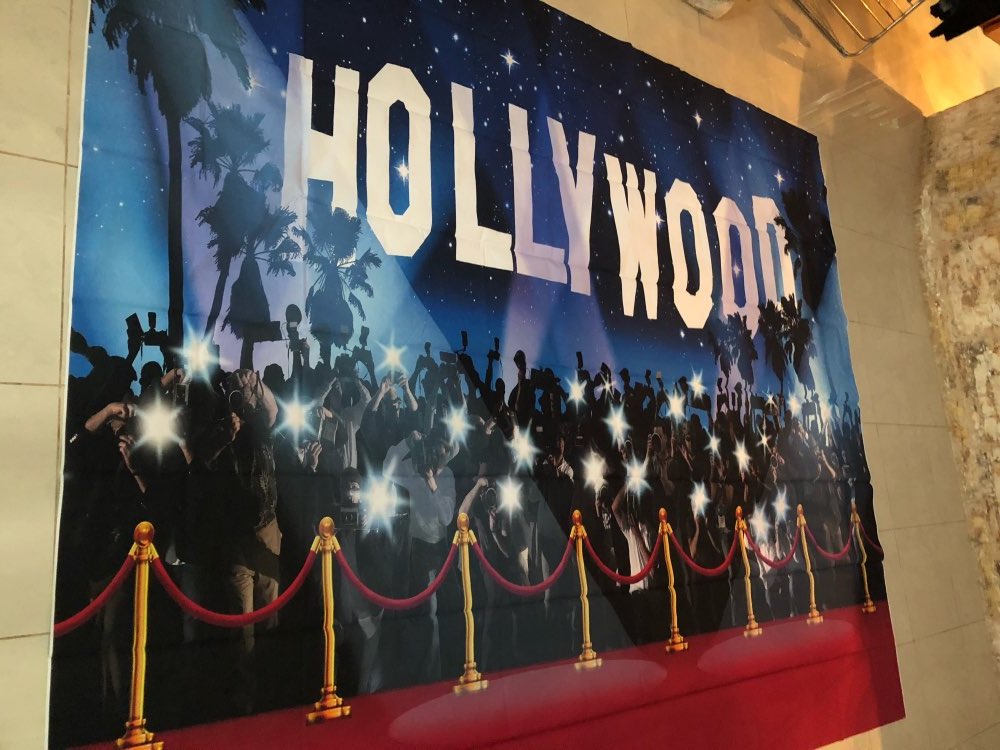 Toile de fond photo personnalisée Étoile tapis rouge éblouissant centre d'Hollywood Décoration d'anniversaire adulte Bannière Toile de fond Studio photo