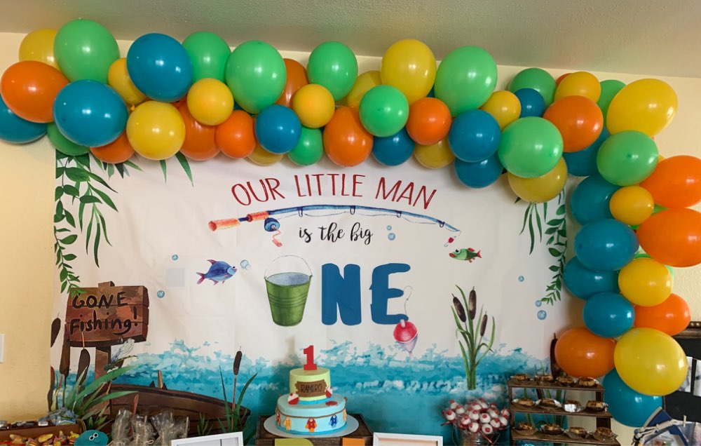 Gone Fishing Birthday Backdrop for Photography The Big One Boy