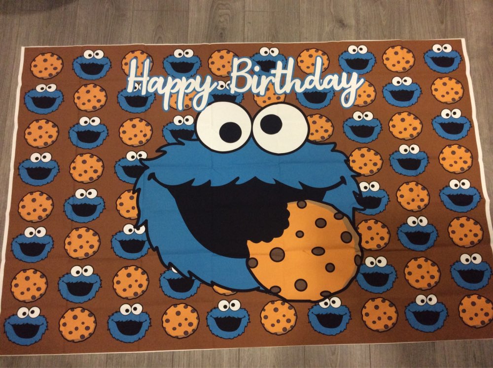 Cartoon Cookie Monsters Birthday Background Sesame Street Kid Children Birthday Party Banner Photography Backdrops Photo Booth