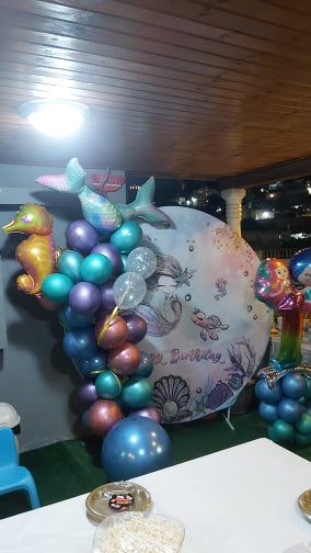 Round Mermaid Birthday Cake Smash Backdrop Under the Sea Rainbow Fish –  dreamybackdrop
