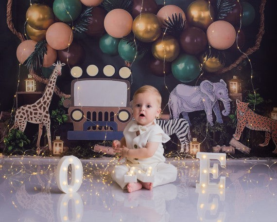 Zoo Giraffe Party Backdrop Kids Child Photography Props Cake Smash Birthday Decor Tiger Elephant Boy Baby Photostudio Background