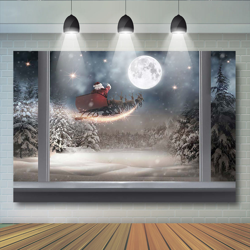 Ventana Santa Claus fotografía telón de fondo retrato de niños sesión fotográfica familiar cartel de Navidad decoración del Festival niño bebé estudio fotográfico