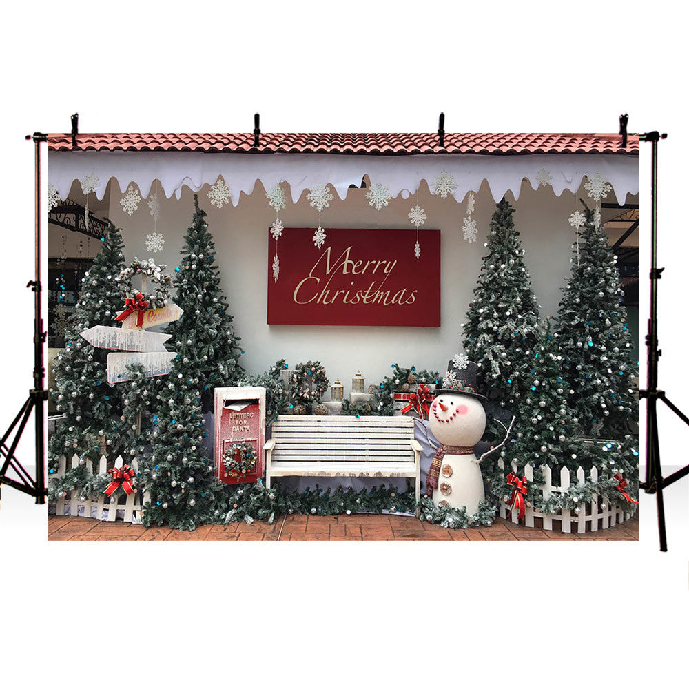 Winter Christmas Backdrop for Photography Newborn Kid Children Birthday Portrait Photo Background Snowman Pine Tree Photocall