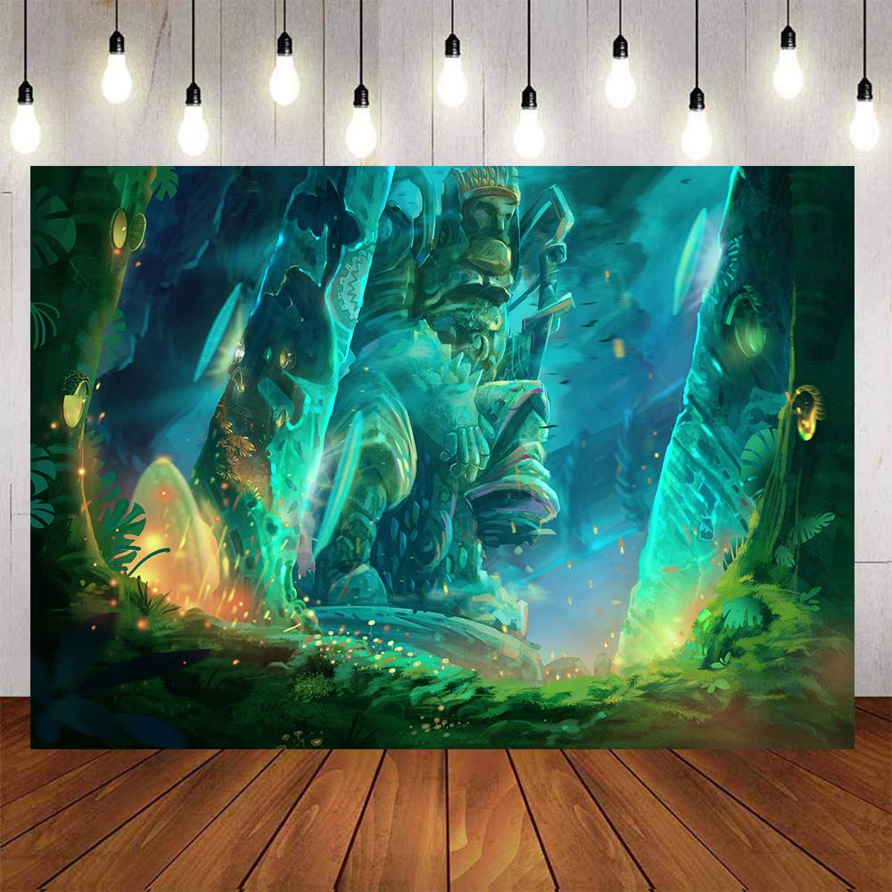 Green Cartoon Photography Backdrops Kids Party Banner Background Backdrops Props Vinyl photo Backdrop