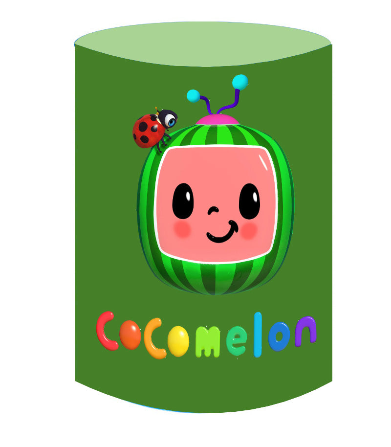 Custom Cocomelon Round Backdrop Kids Birthday Cylinder Plinth Covers
