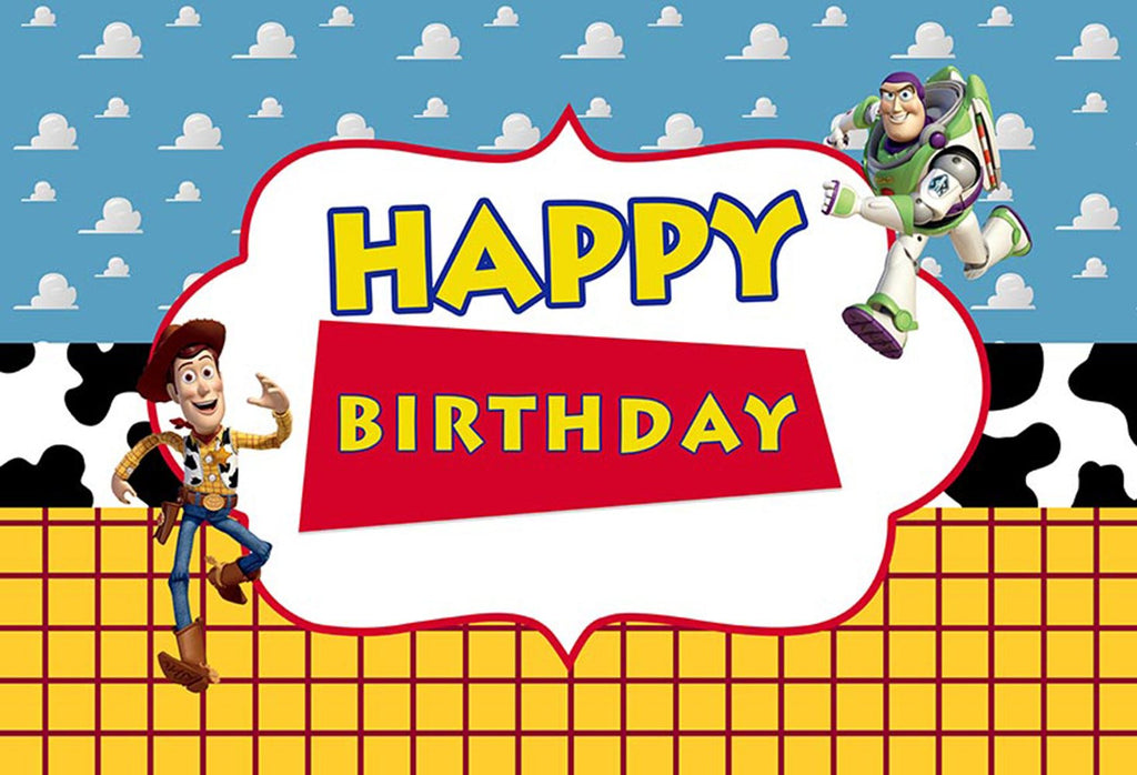subtítulo ocio Amarillento Customize Photography Backdrops Cartoon Toy Story Candy Happy Birthday –  dreamybackdrop