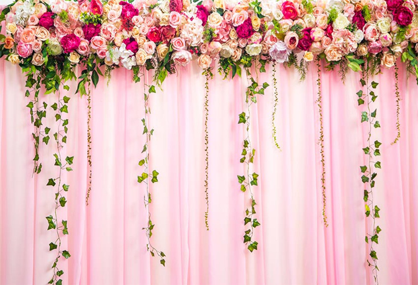 Floral Wedding Party Photography Backdrops Pink Photo Props Banner Door Flowers Valentine's Day Background Photo Studio Adults