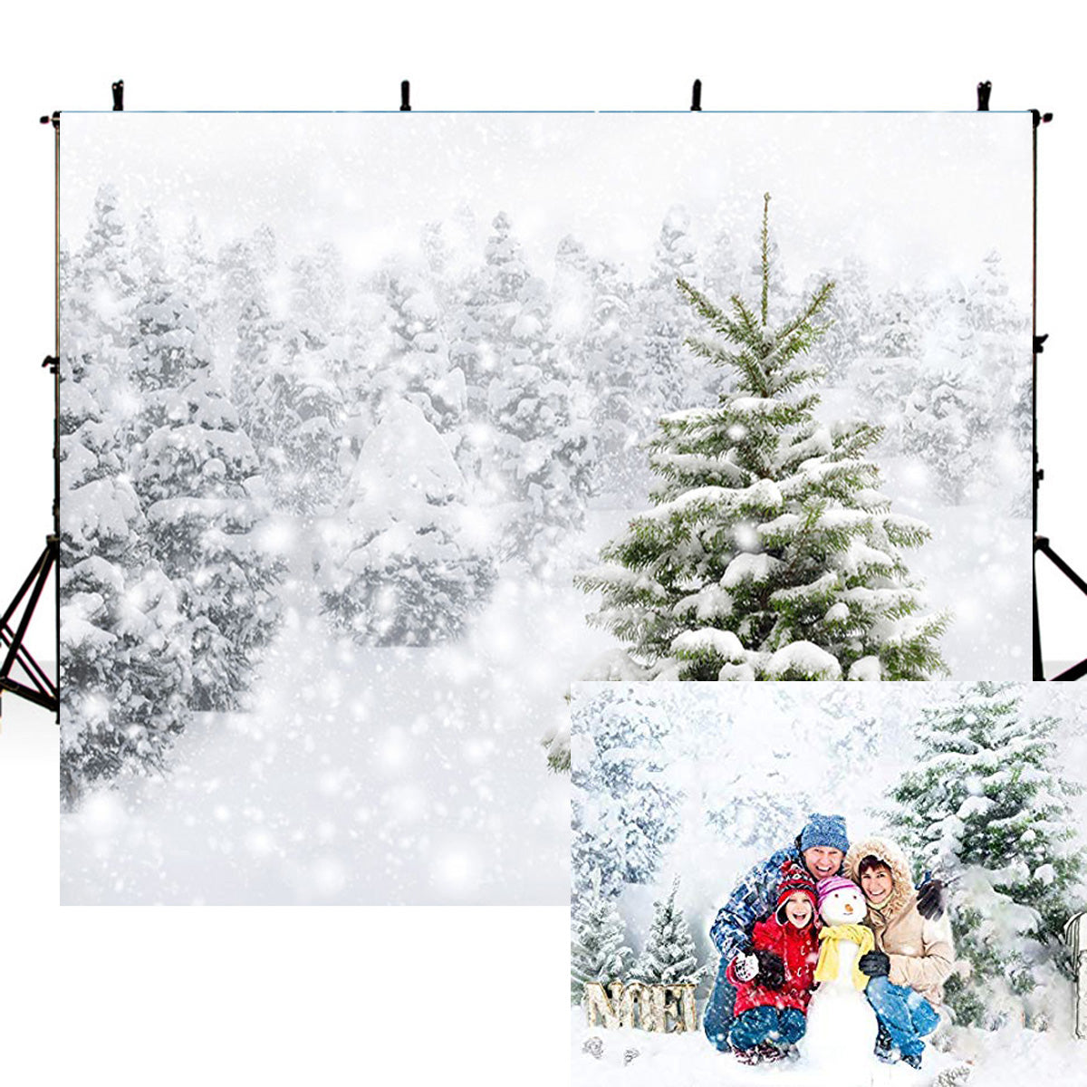 Winter Snow Tree Backdrop White Christmas Photography Backdrop Snow Scenes Photo Background Studio Background for Picture
