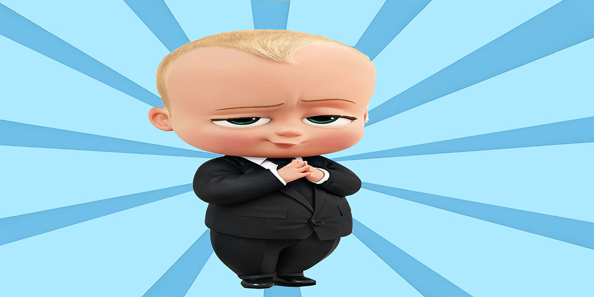 Host an amazing Boss Baby birthday! Cartoon round backdrop & plinth set, perfect for baby boy birthday celebrations and cake smash photography.