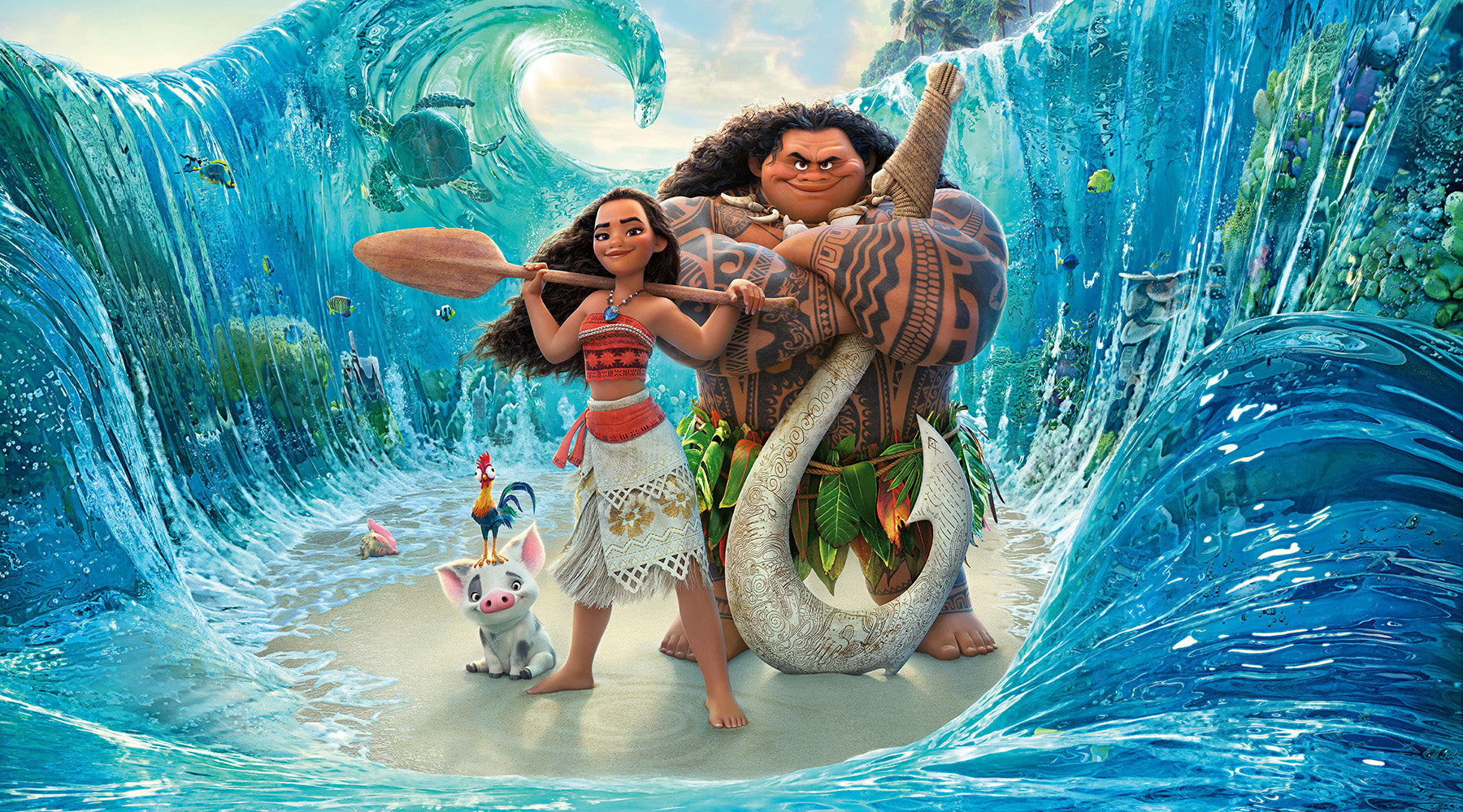 Set de 3 fondos arqueados de Moana: decoración temática oceánica tropical para cumpleaños infantiles, resistente y reutilizable, ideal para sesiones de fotos y decoración de fiestas.