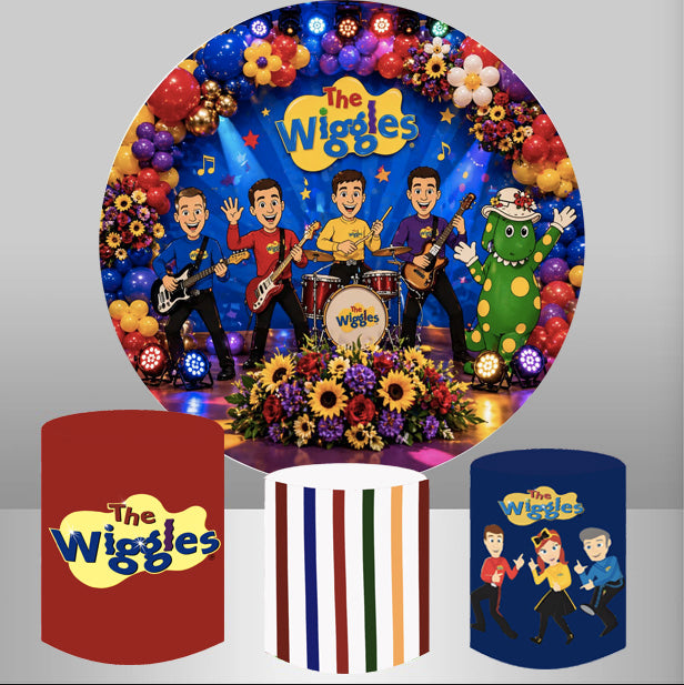 Custom The Wiggles Round Backdrop Photo Circle Background Cylinder Plinth Covers