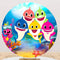 Customize Baby Shark Photo Backdrop Cover Kids Round Backdrop Party Circle Background Covers