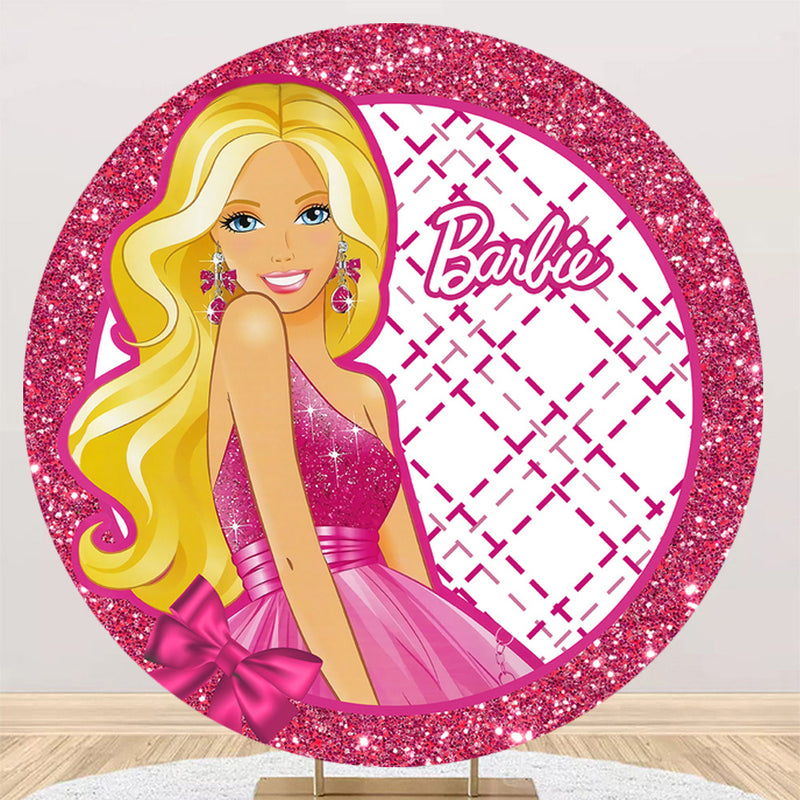 Arrière-plan rond rose personnalisé Barbie, couverture de fond