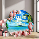 Summer Ocean Round Backdrop Tropical Hawaii Luau Party Circle Background Decor