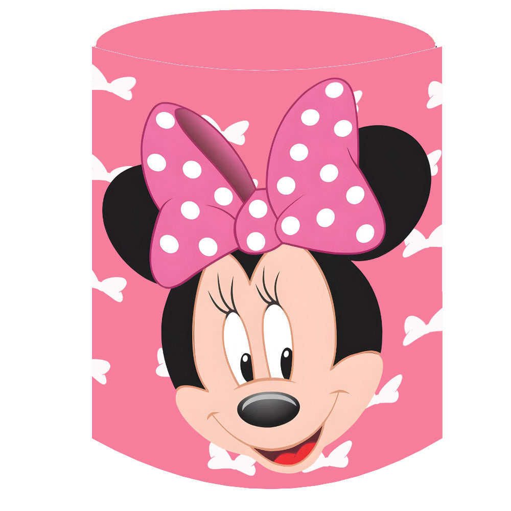 Custom Size Pink Girls Arch Photo Background Cover Minnie Mouse Arch Background Double Side Elastic Cover