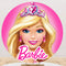 Customize Barbie Photo Backdrop Cover Pink Girls Round Backdrop Birthday Party Circle Background Covers