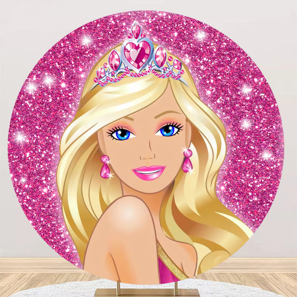 Barbe Rond Customize Barbie Photo Backdrop Cover Girls Round Backdrop Birthday Pa ...