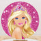 Couverture d'arrière-plan de Photo Barbie personnalisée pour filles, couverture d'arrière-plan ronde pour fête d'anniversaire 