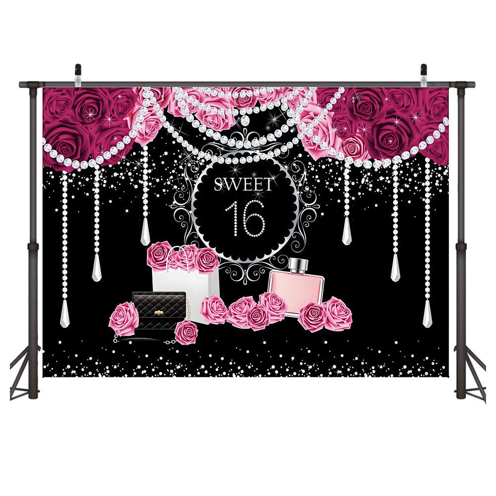 Custom 16th Birthday Photo Backdrop Banner
