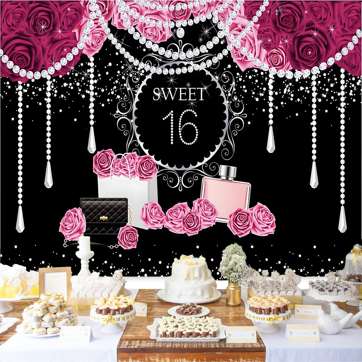 Custom 16th Birthday Photo Backdrop Banner