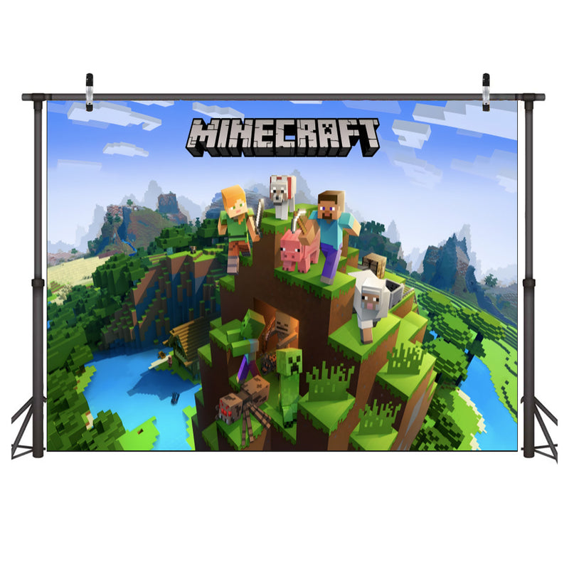 Minecraft Video Backdrop Customize Photo Backdrop Children Birthday Background Party Photograph ...