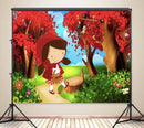 Custom Cartoon Riding Hood Photography Backgrounds Girls Birthday Photo Backdrops Decor Banner